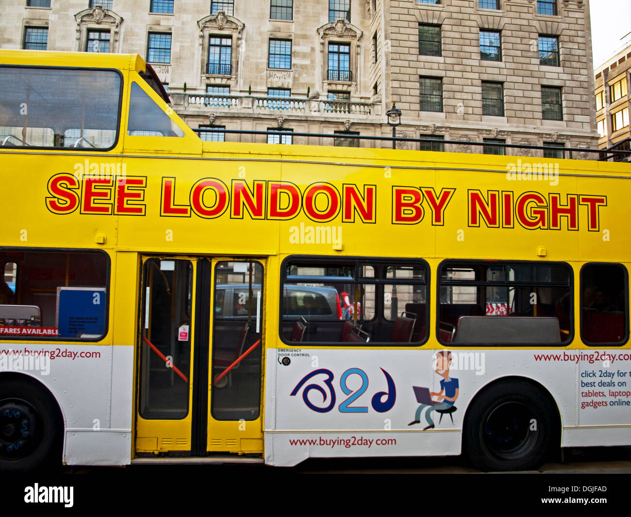 See London By Night tour bus on Piccadilly, West End, London, England, United Kingdom Stock Photo