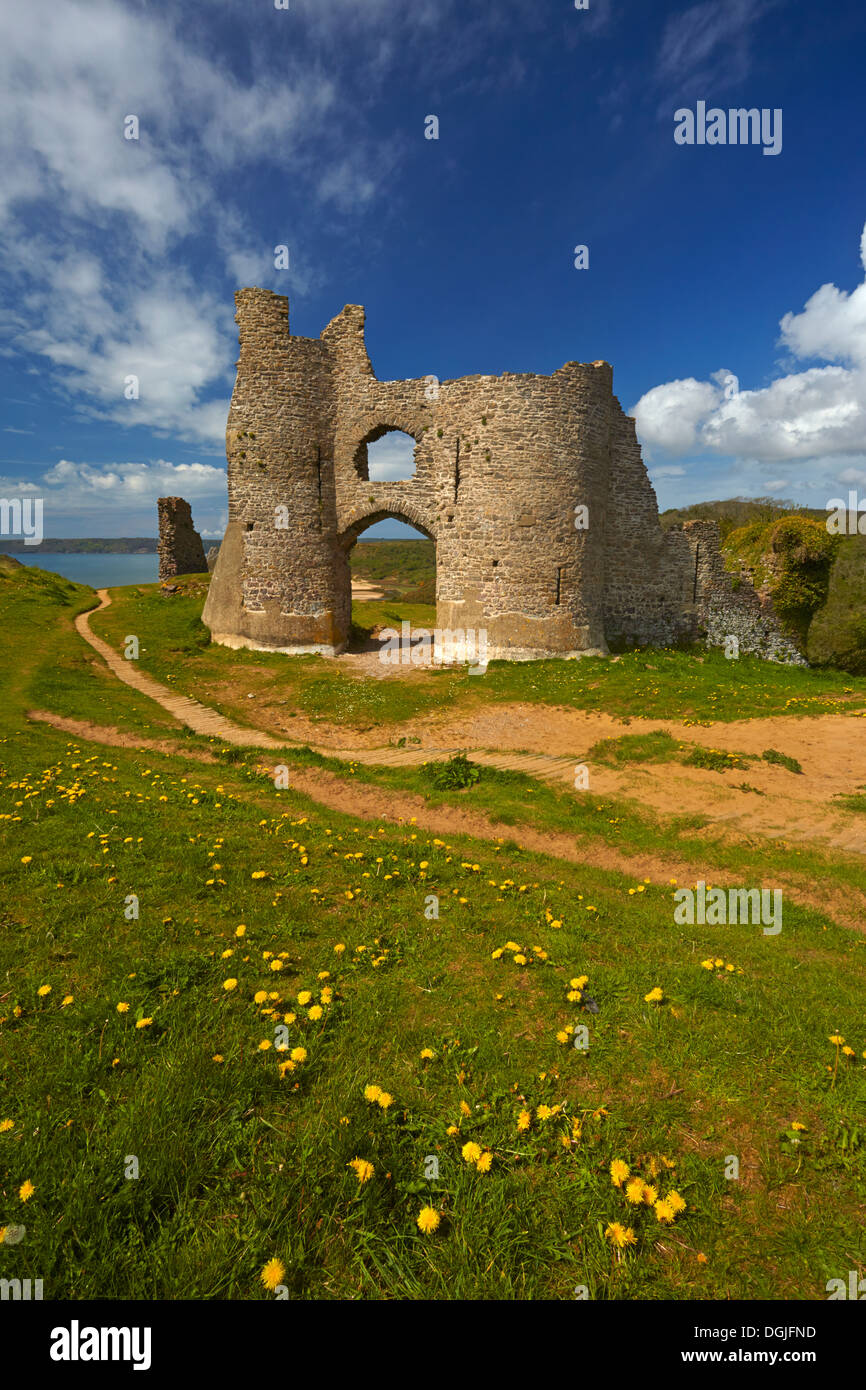 A view of Pennard Castle. Stock Photo