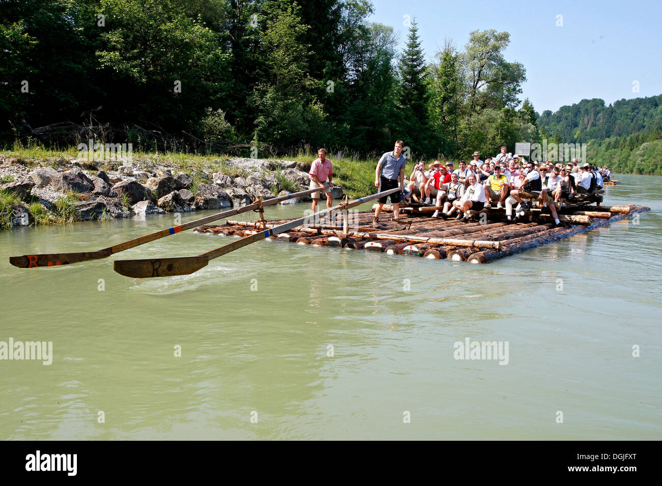 Raft ride on the Isar river in Wolfratshausen, Bavaria Stock Photo - Alamy