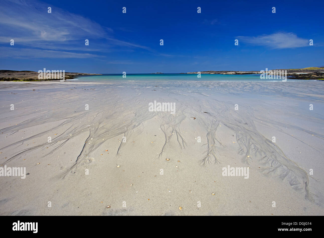 The beach and turquoise waters at Sanna Bay. Stock Photo