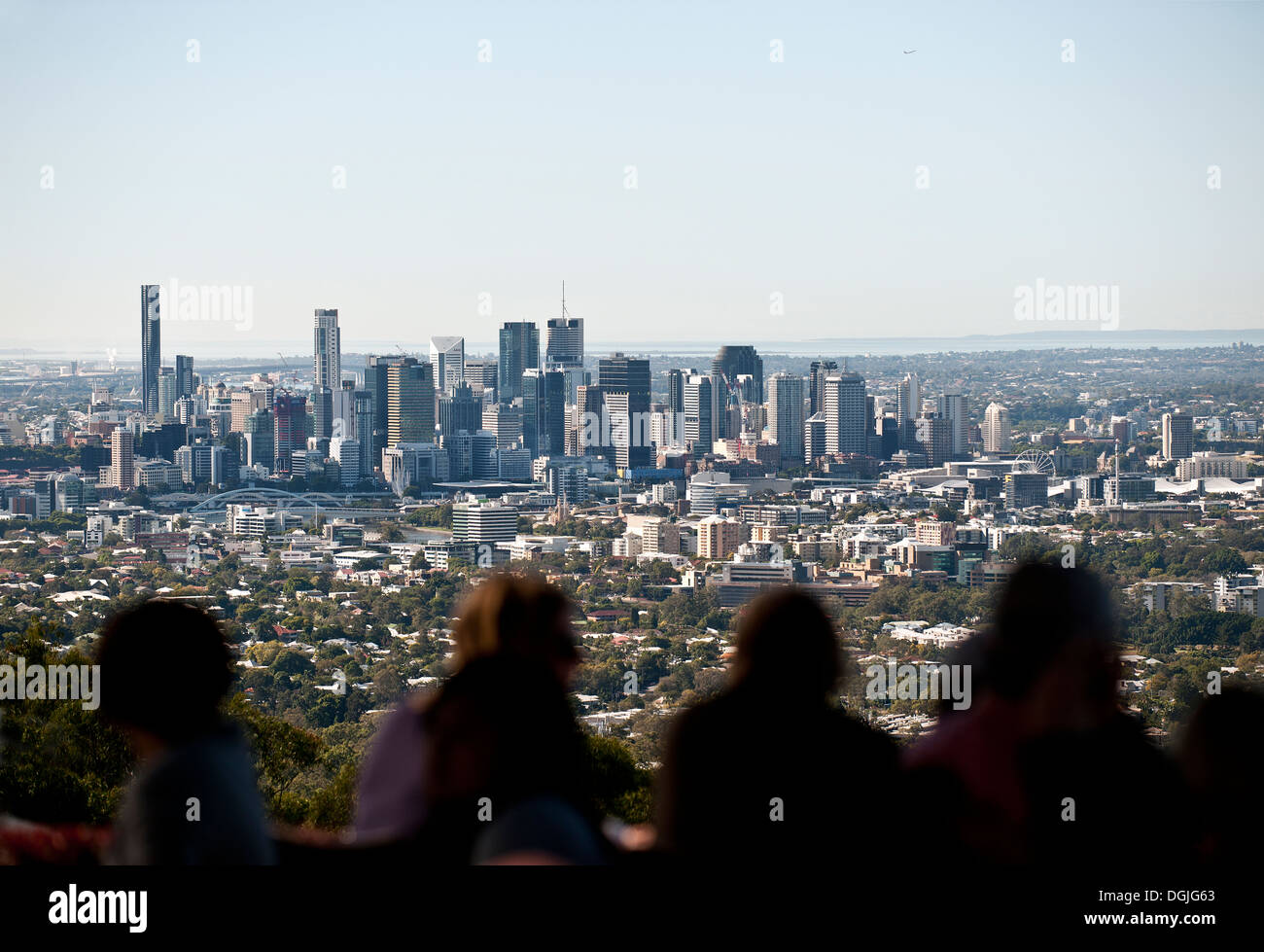 The City of Brisbane seen from the summit of Mt Coot-Tha in Queensland. Stock Photo