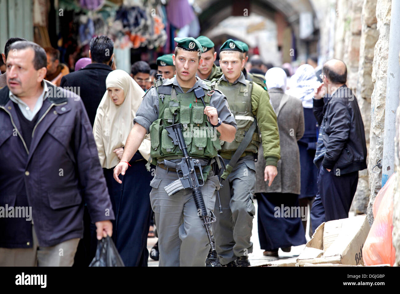 Soldiers at the Good Friday procession, Jerusalem, Yerushalayim, Israel, Middle East Stock Photo