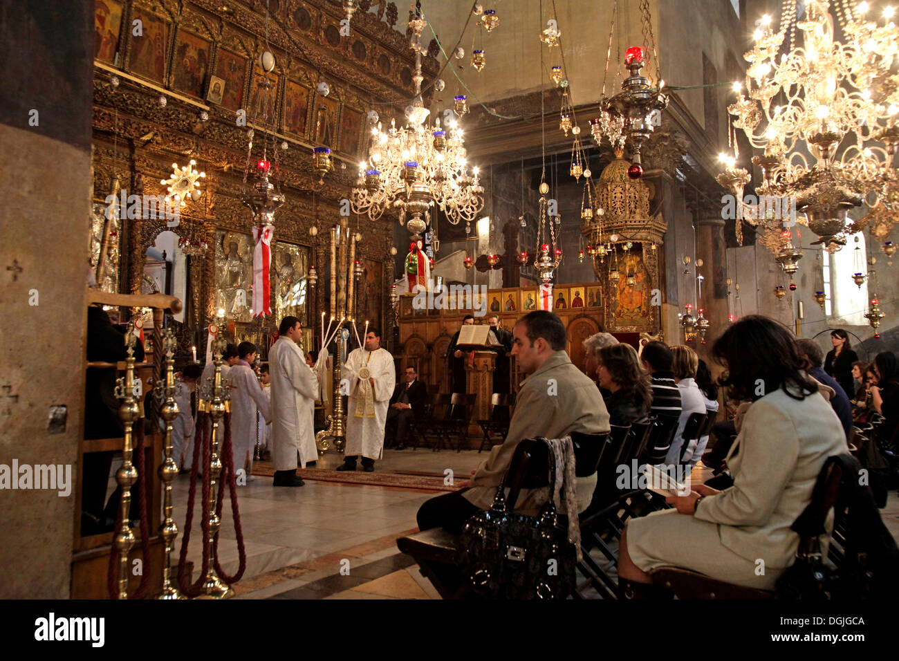 Church of the Nativity, interior view, Bethlehem, West Bank, Israel, Middle East Stock Photo