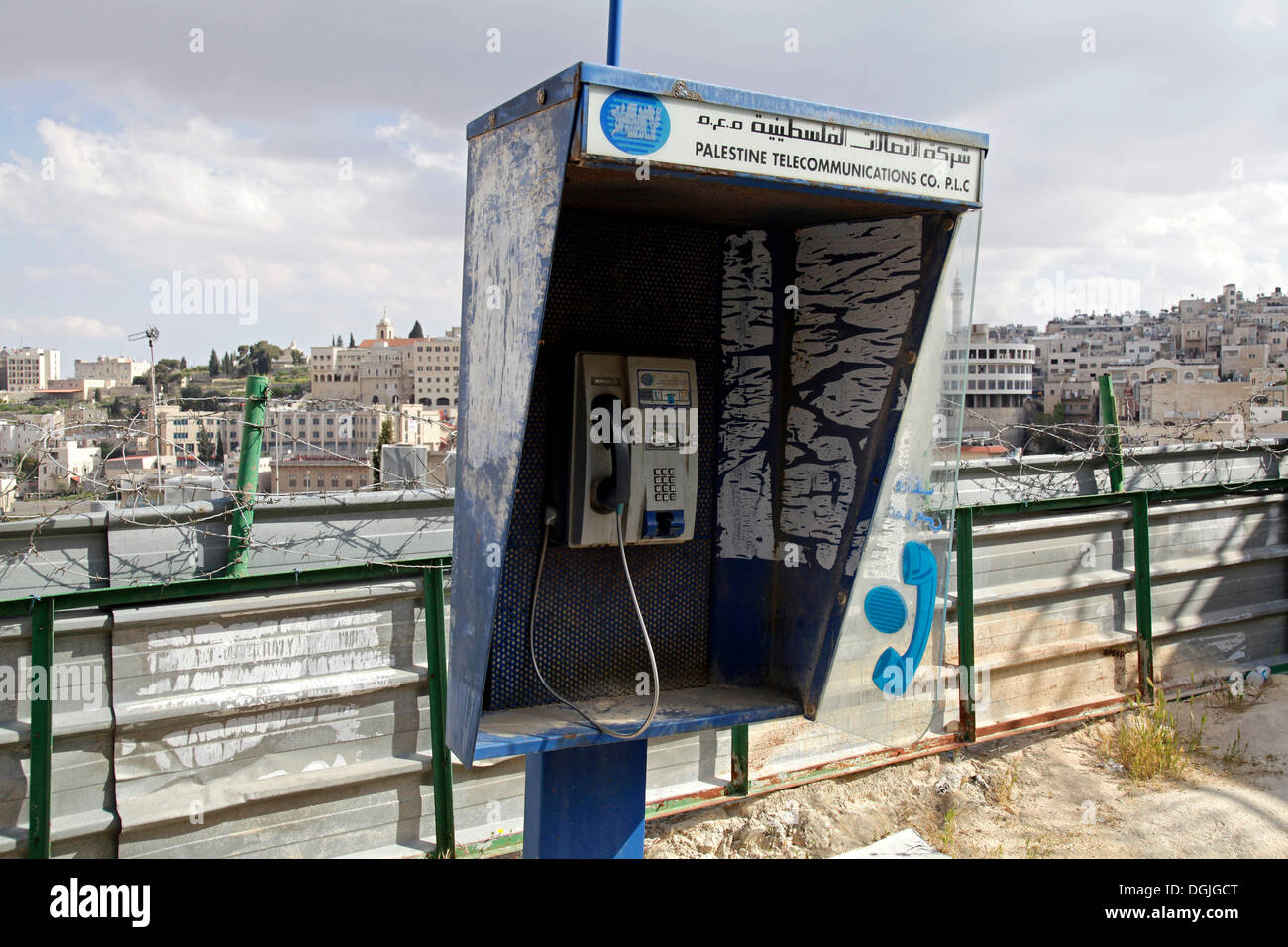 Palestinian call box, Bethlehem, West Bank, Israel, Middle East Stock Photo