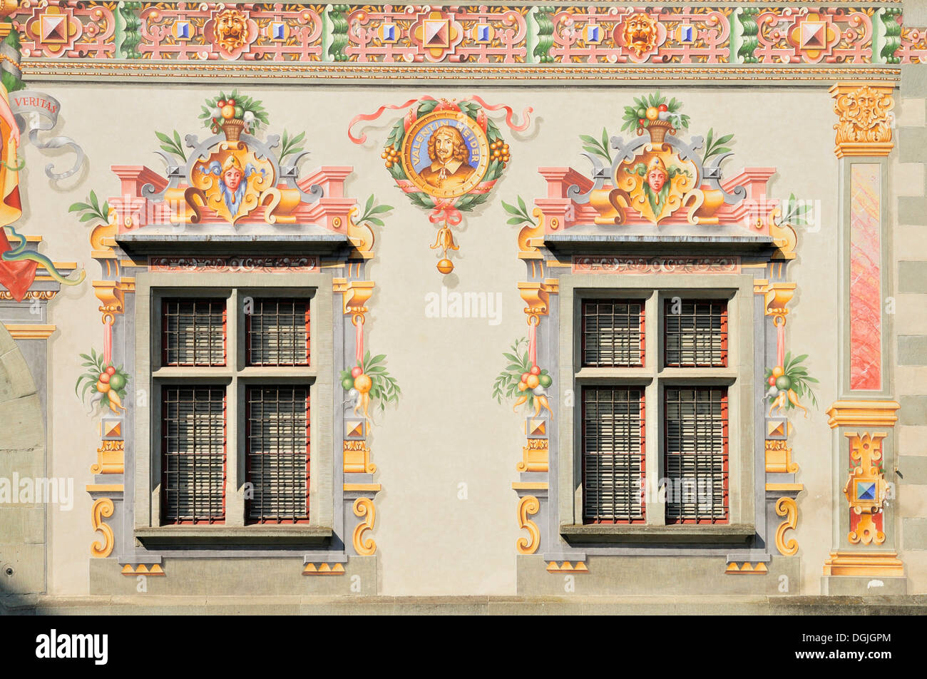 Old town hall, facade, detail, Lindau, Bavaria Stock Photo