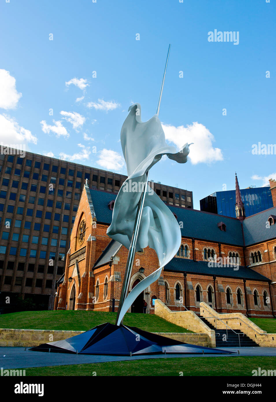 The sculpture Ascalon outside St Georges Cathedral in Perth. Stock Photo