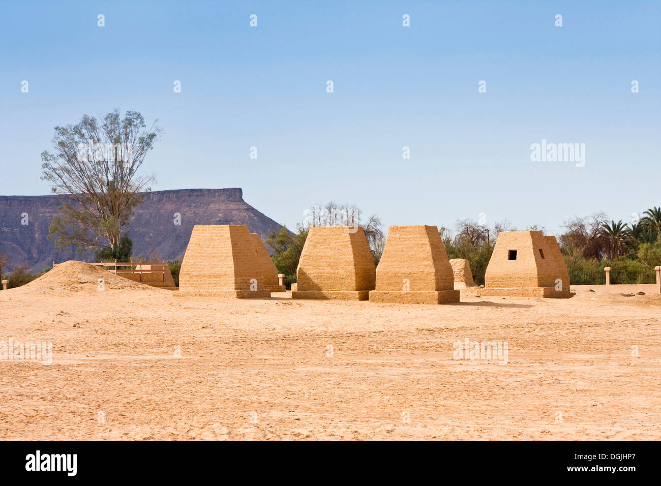 Royal tombs of the Garamantes near Germa, Libya, North Africa Stock Photo