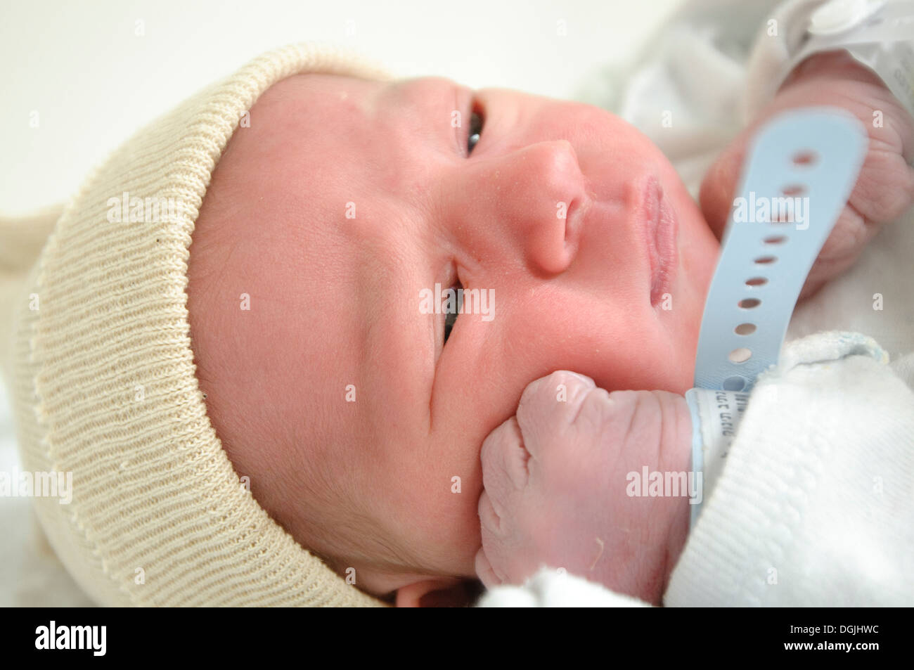 A one day old baby boy - model release available Stock Photo