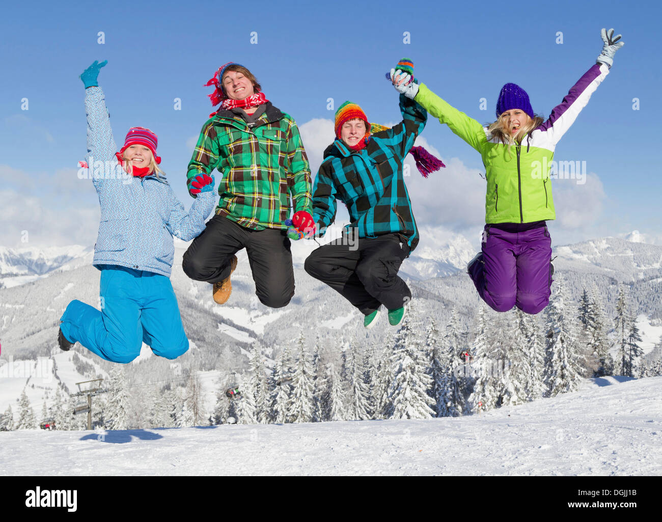 Boys teenage girl jumping on hi-res stock photography and images - Alamy