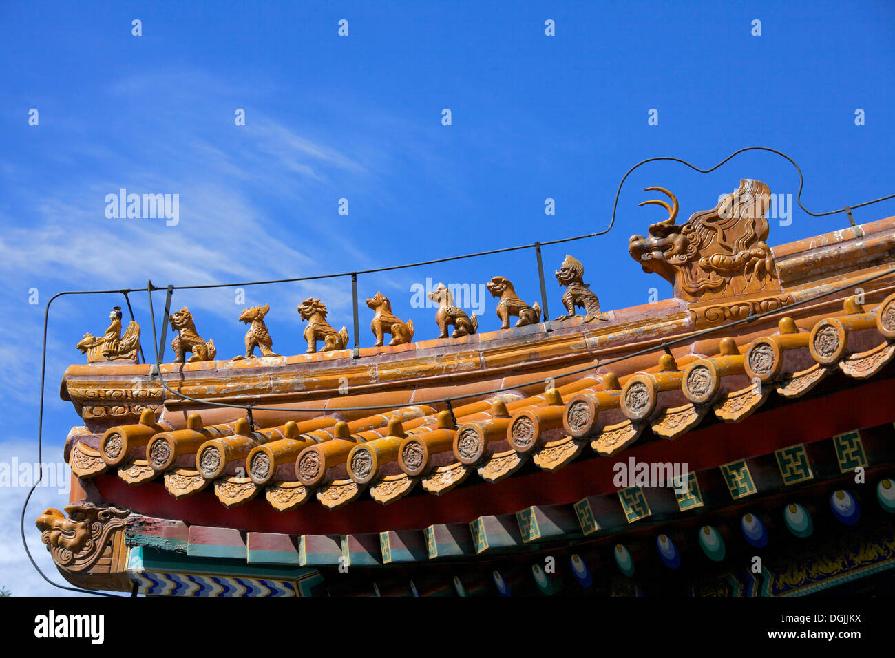 Eaves of a pagoda at the Summer Palace, Beijing, China, People's Republic of China Stock Photo