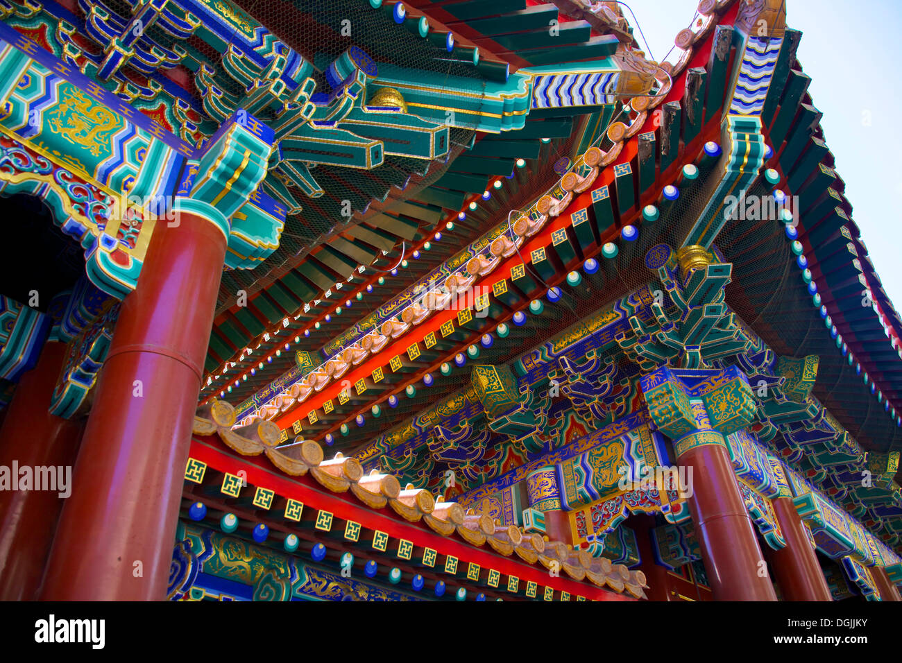 Eaves of a pagoda at the Summer Palace, Beijing, China, People's Republic of China Stock Photo