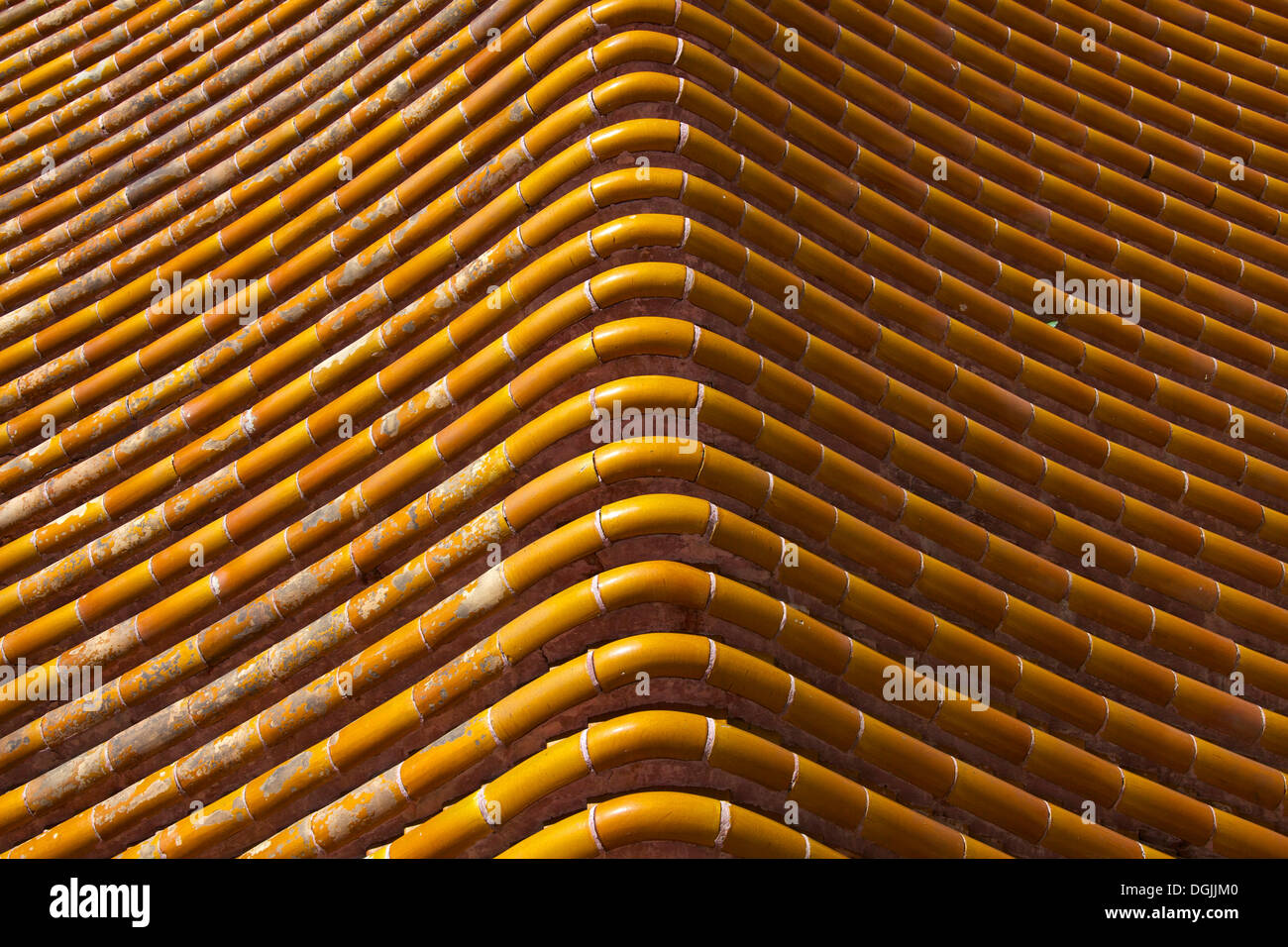 Roof tiles of a pagoda at the Summer Palace, Beijing, China, People's Republic of China Stock Photo