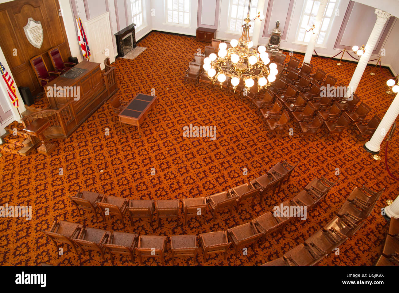Interior of the Alabama state capitol legislative chamber, Montgomery, AL, USA Stock Photo