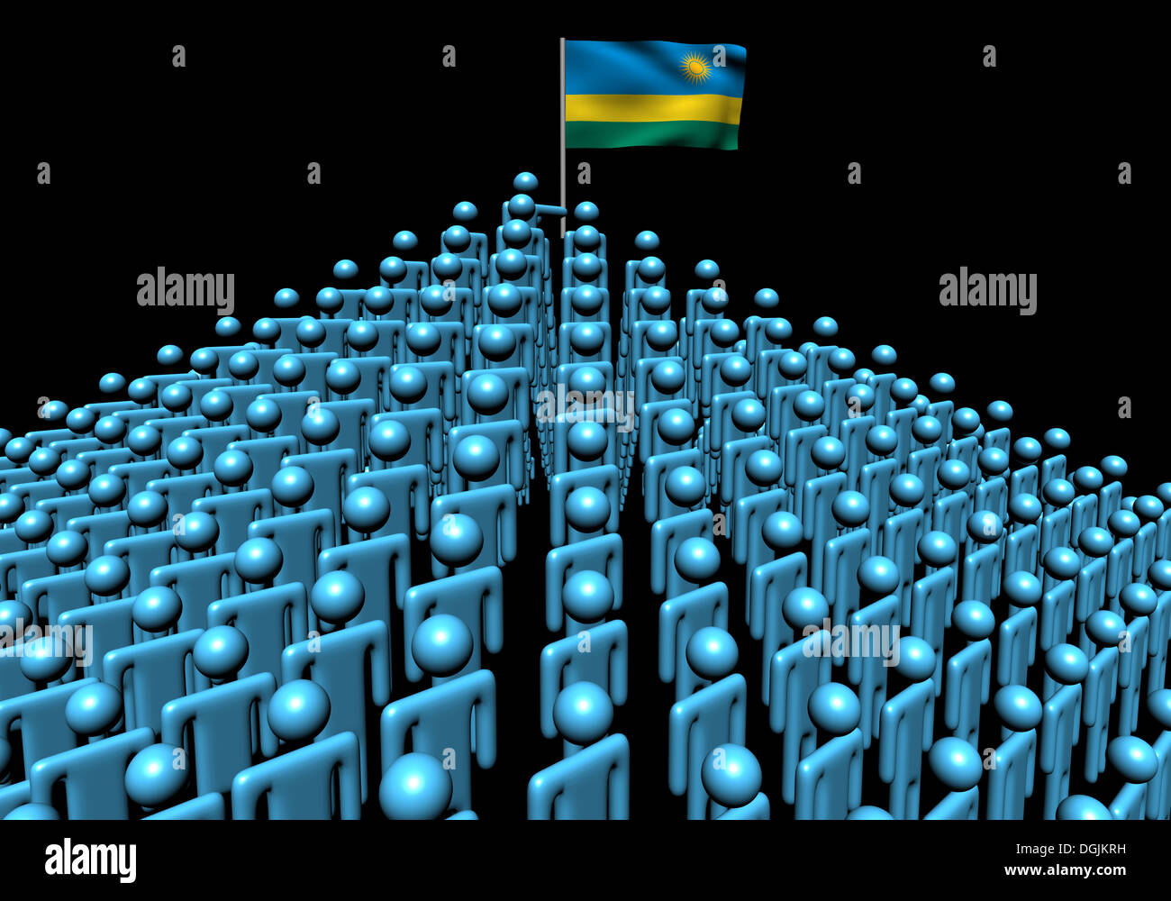 Symbolization Rwanda Drawing Pyramid of abstract people with Rwanda flag illustration Stock Photo ...