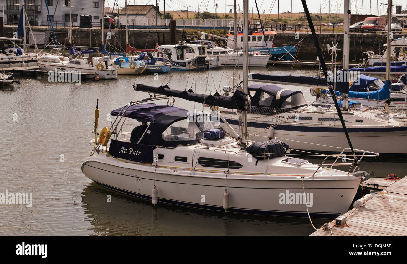 yachts moored at fleetwood marina Lancashire Stock Photo