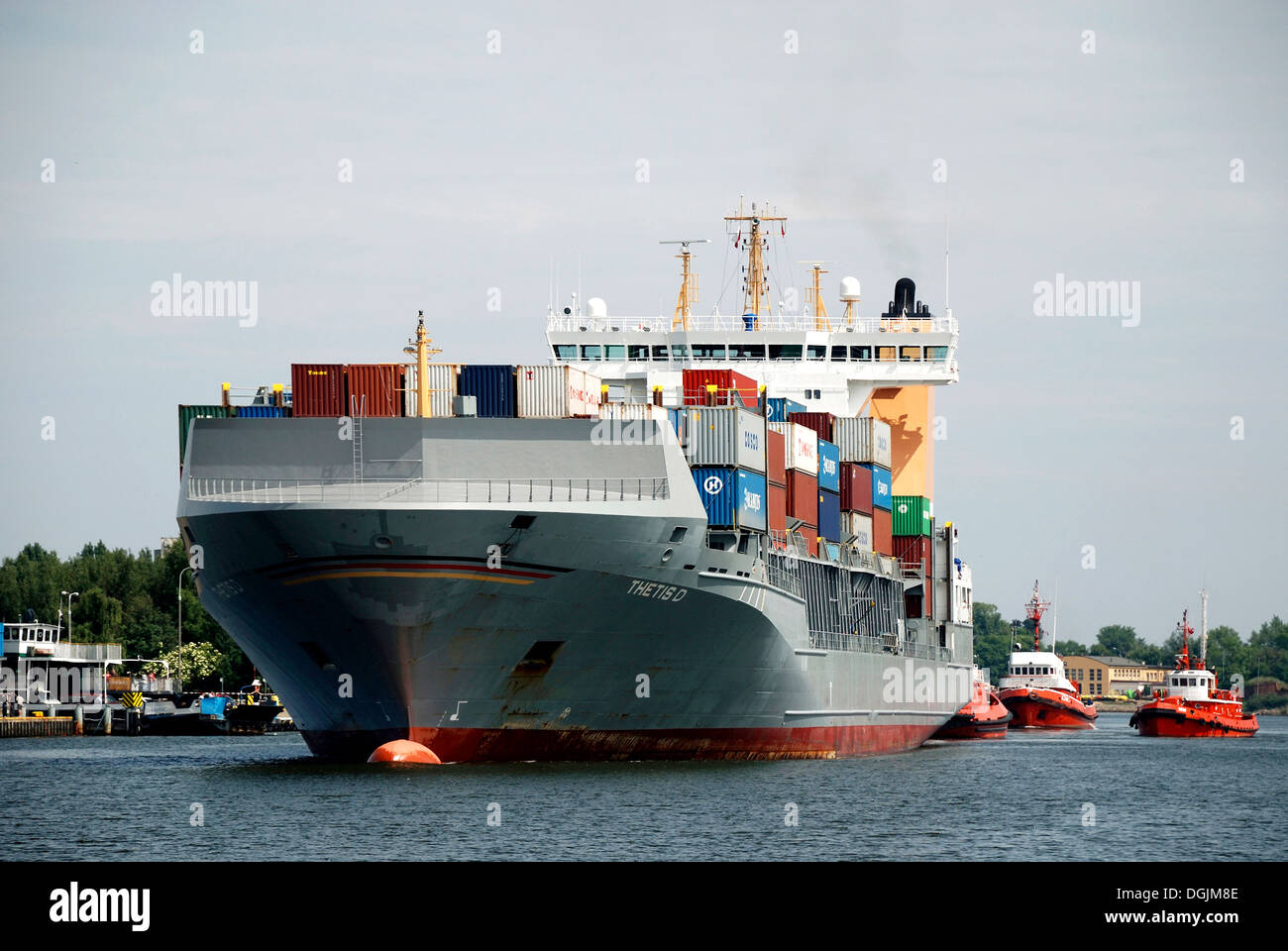 Container ship in Sea port of Gdansk. Stock Photo