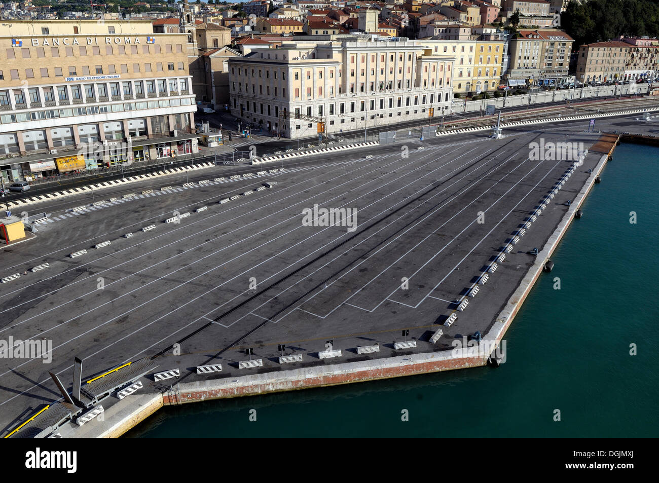 Ferry terminal, empty car park, Ancona, Italy, Europe Stock Photo
