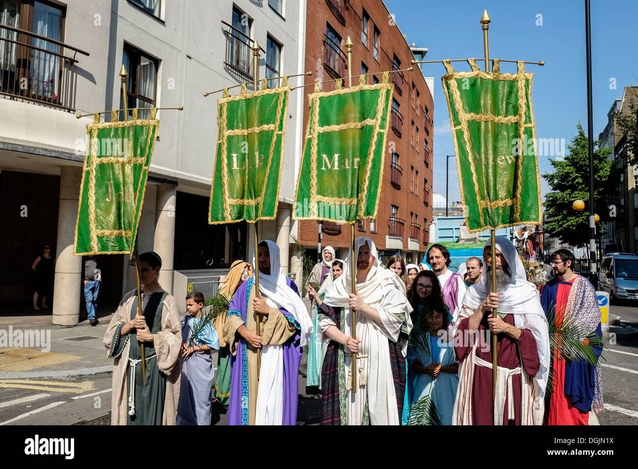 The Procession in Honour of Our Lady of Mount Carmel makes its way along Clerkenwell Road. Stock Photo