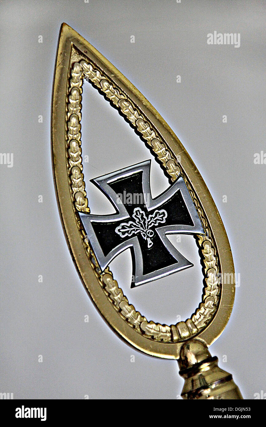 Head of a German troop flag with an Iron Cross Stock Photo