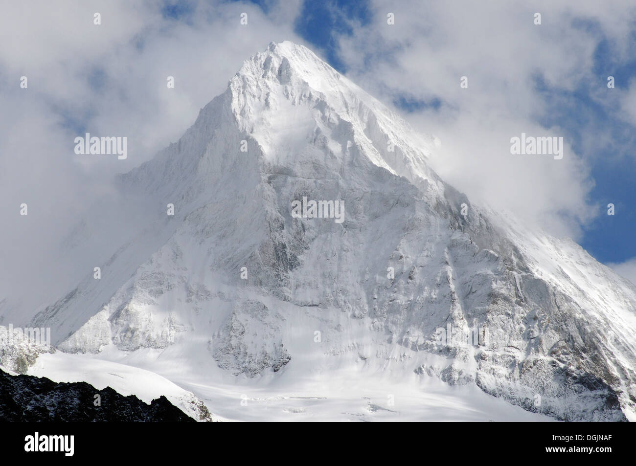 The magnificent Dent Blanche covered in fresh snow, Swiss Alps Stock Photo
