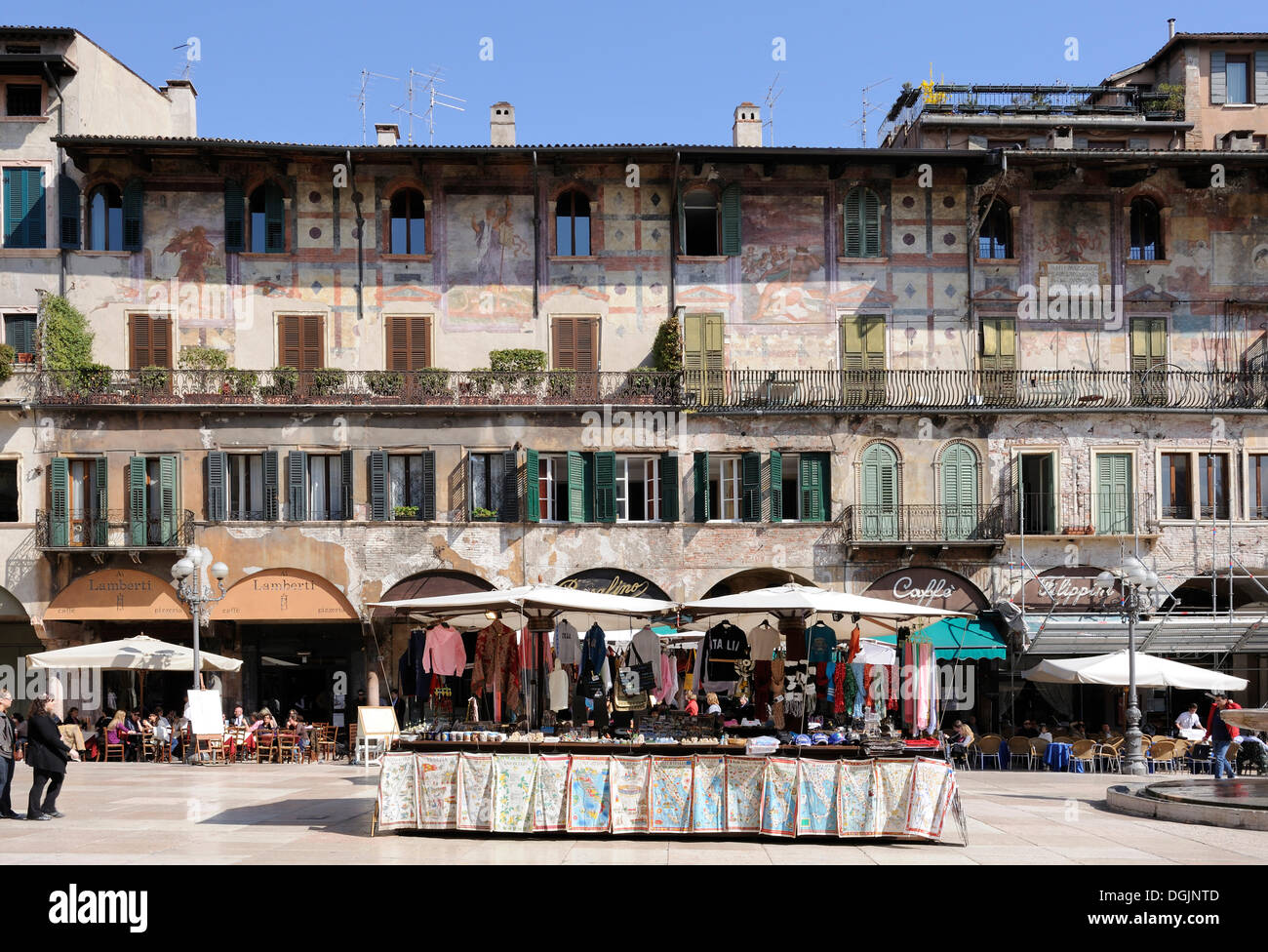 Piazza delle Erbe square, Verona, Italy, Europe Stock Photo