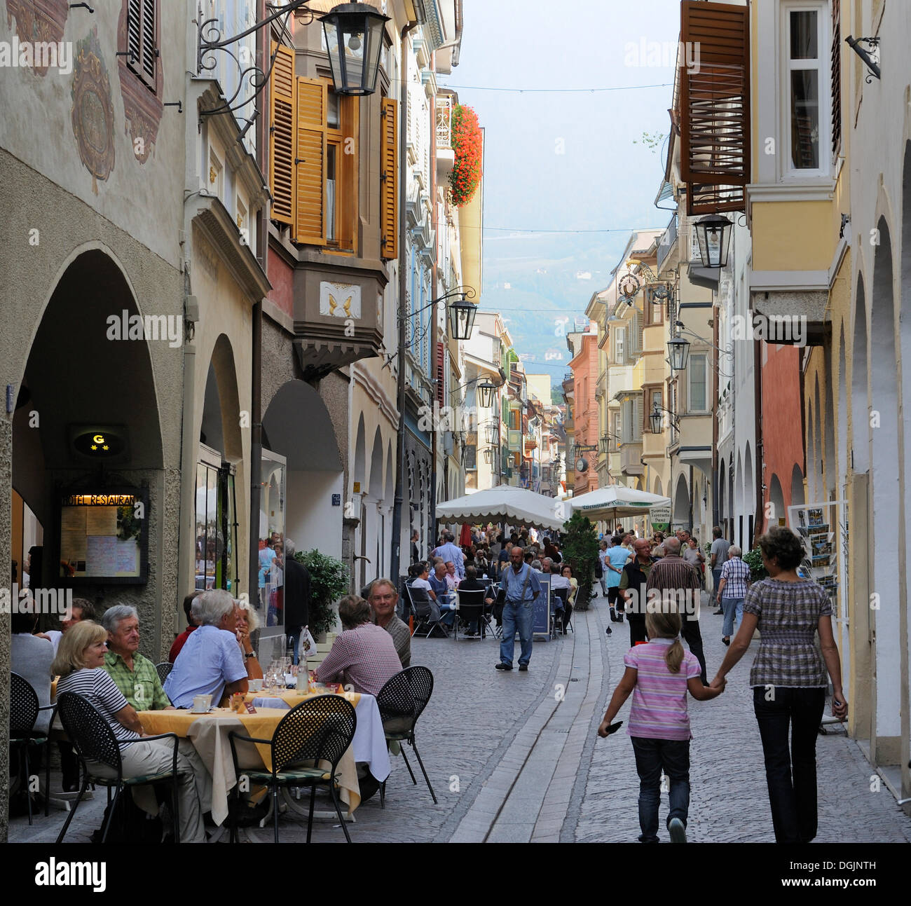 Arched lane in the old town of Merano, South Tyrol, Italy, Europe Stock Photo