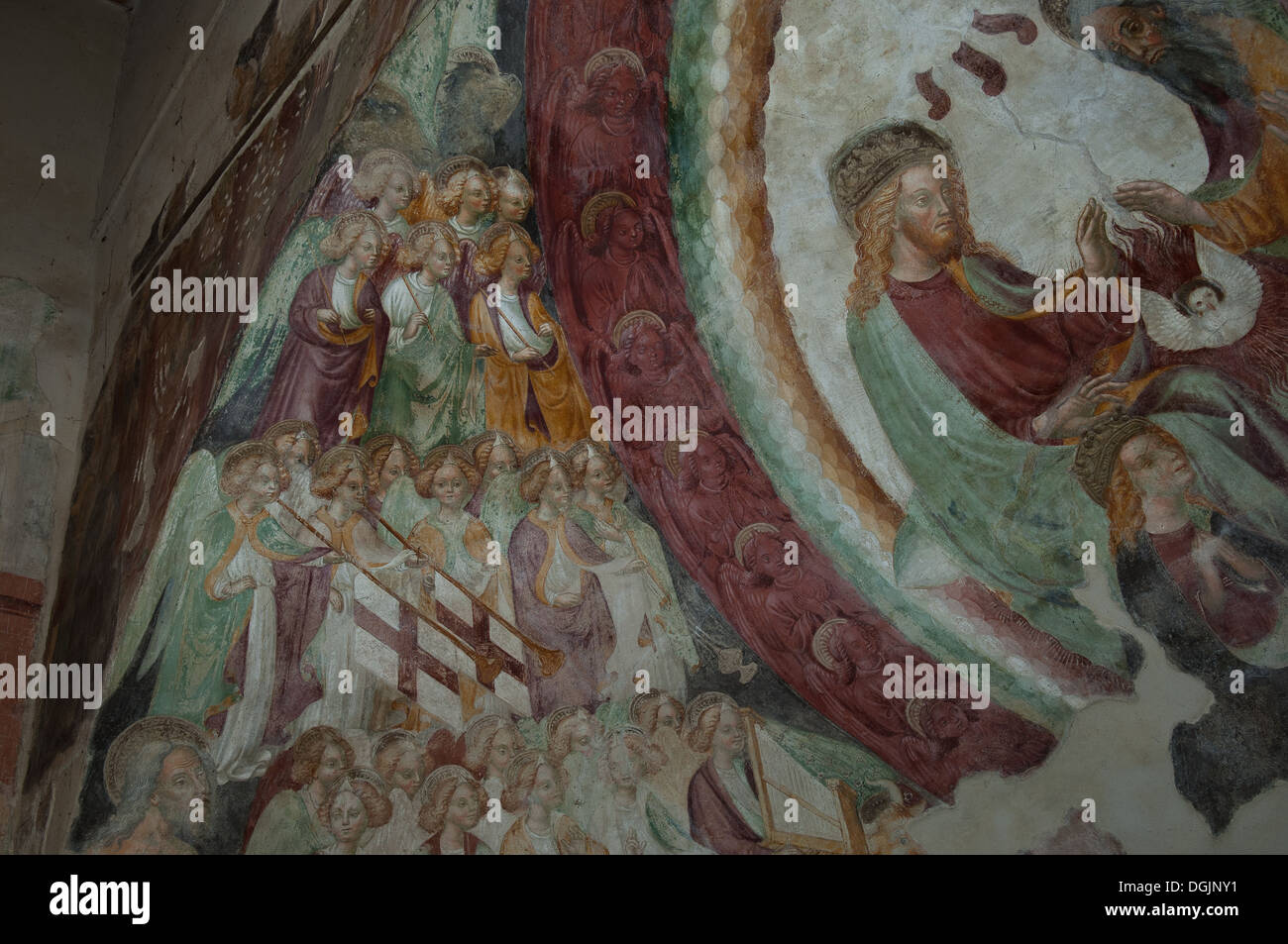 Italy, Lombardy, Casatenovo, Church of St. Margaret, medieval paintings, Catholic, Christian, indoor, fresco, Stock Photo