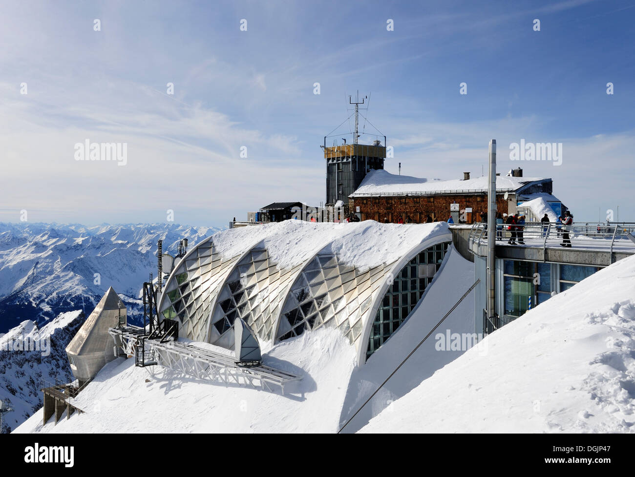Muenchner Haus lodge and weather station on the summit of Mt. Zugspitze