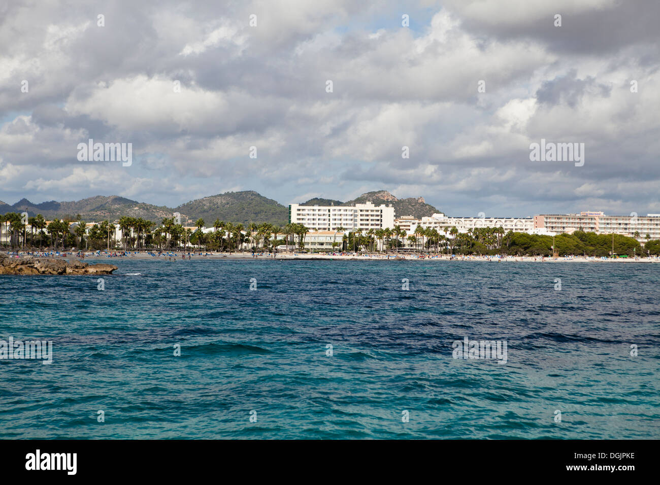 View of Sa Coma in Majorca from the sea Stock Photo