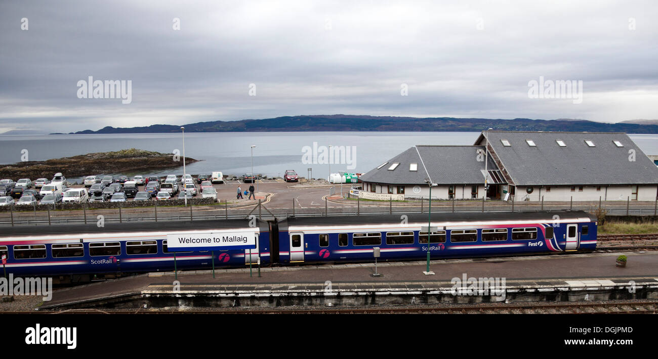First Scotrail diesel train, Mallaig Railway station, West Highland Line Scotland UK Stock Photo