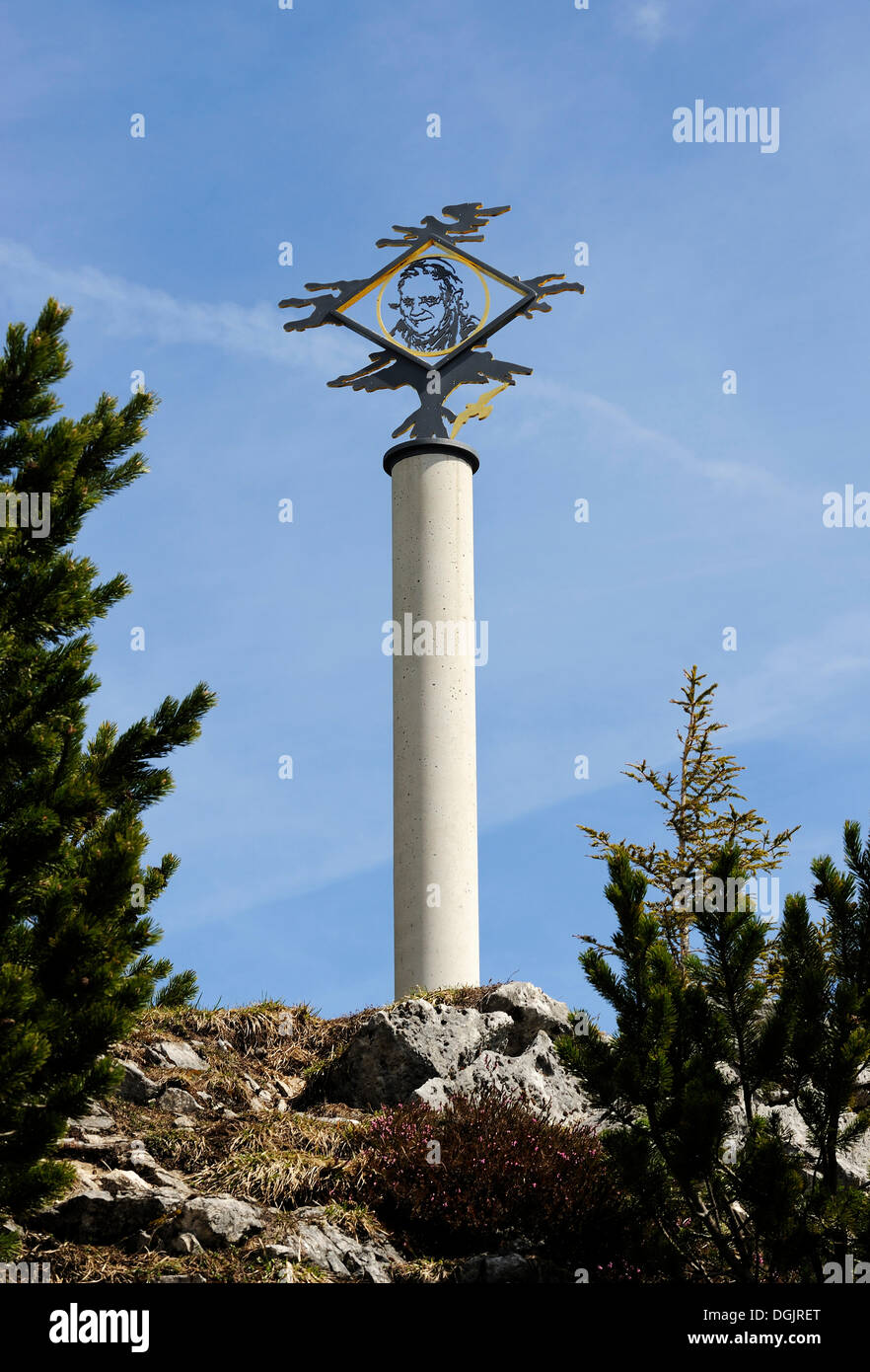 Papst-Saeule column on Rauschenberg mountain in honor of Pope Benedict XVI, sculpture by Walter Angerer the Younger Stock Photo
