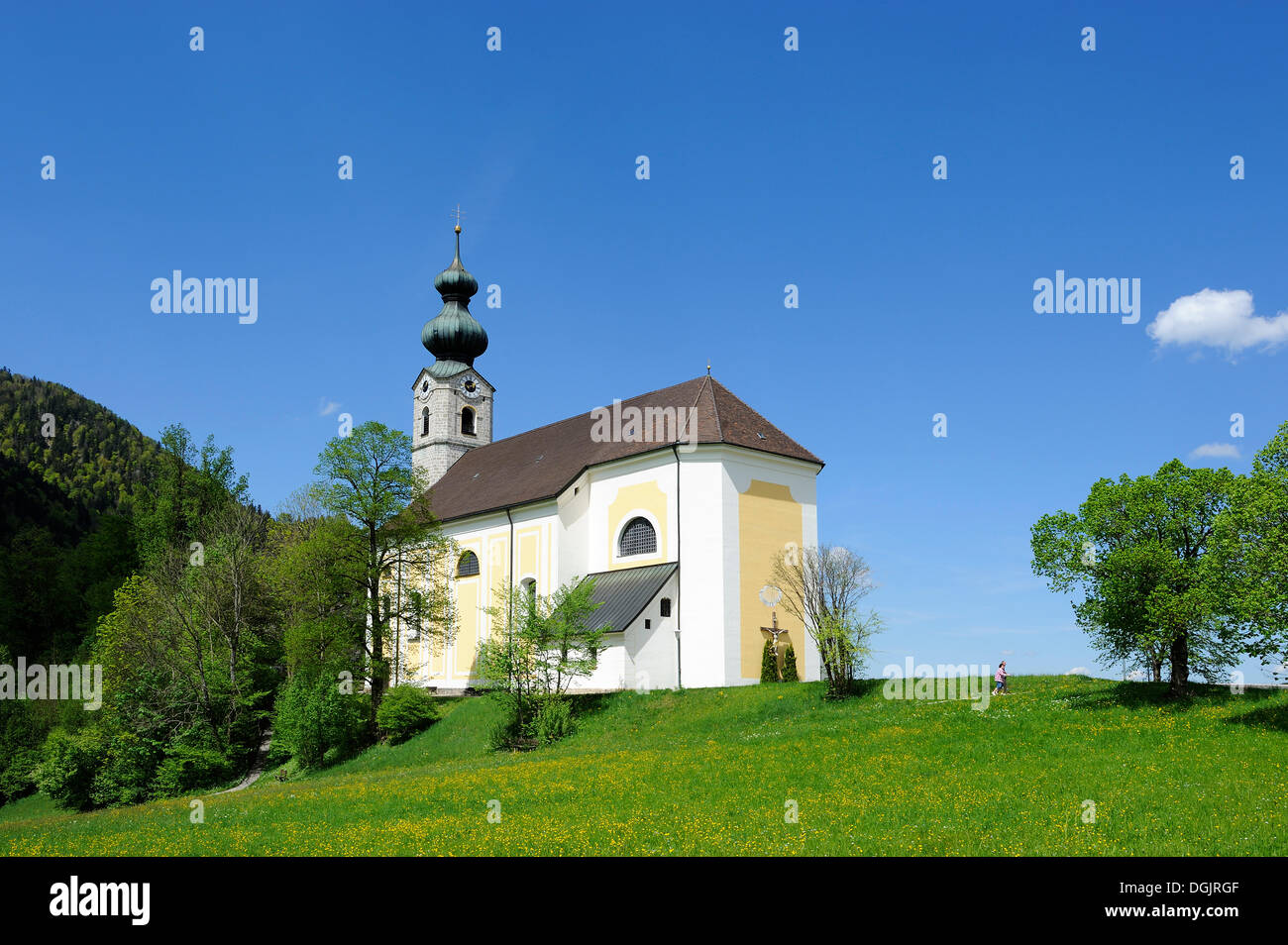 Parish Church of St George, Ruhpolding, Chiemgau Alps, Chiemgau, Upper Bavaria, Bavaria, PublicGround Stock Photo