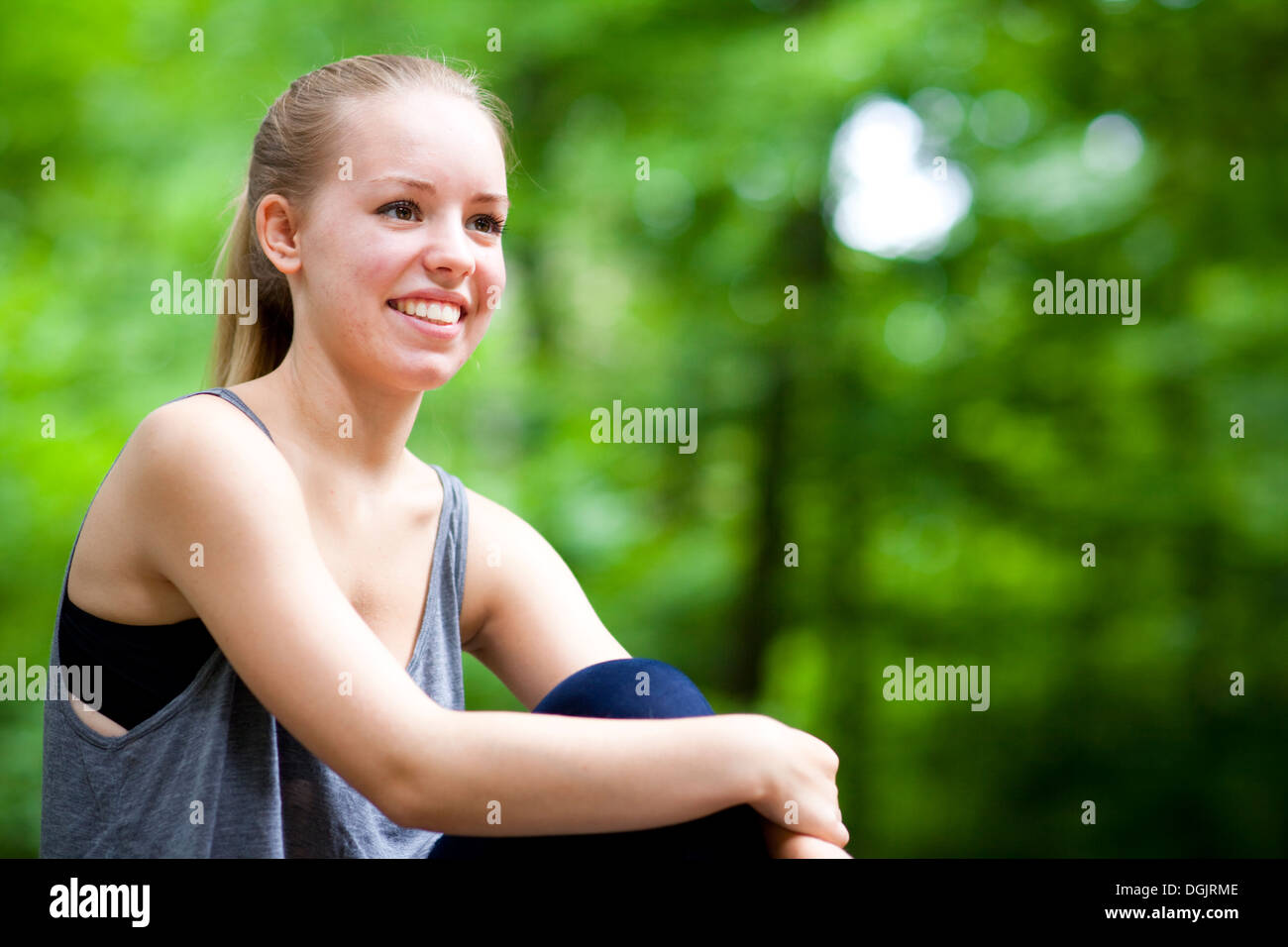 Berlin, Germany, Portrait of a young woman with blond hair Stock Photo