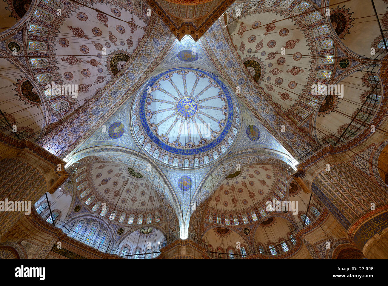 Main dome, Blue Mosque or Sultan Ahmed Mosque, Sultanahmet Camii, UNESCO World Cultural Heritage Site, Istanbul, European side Stock Photo