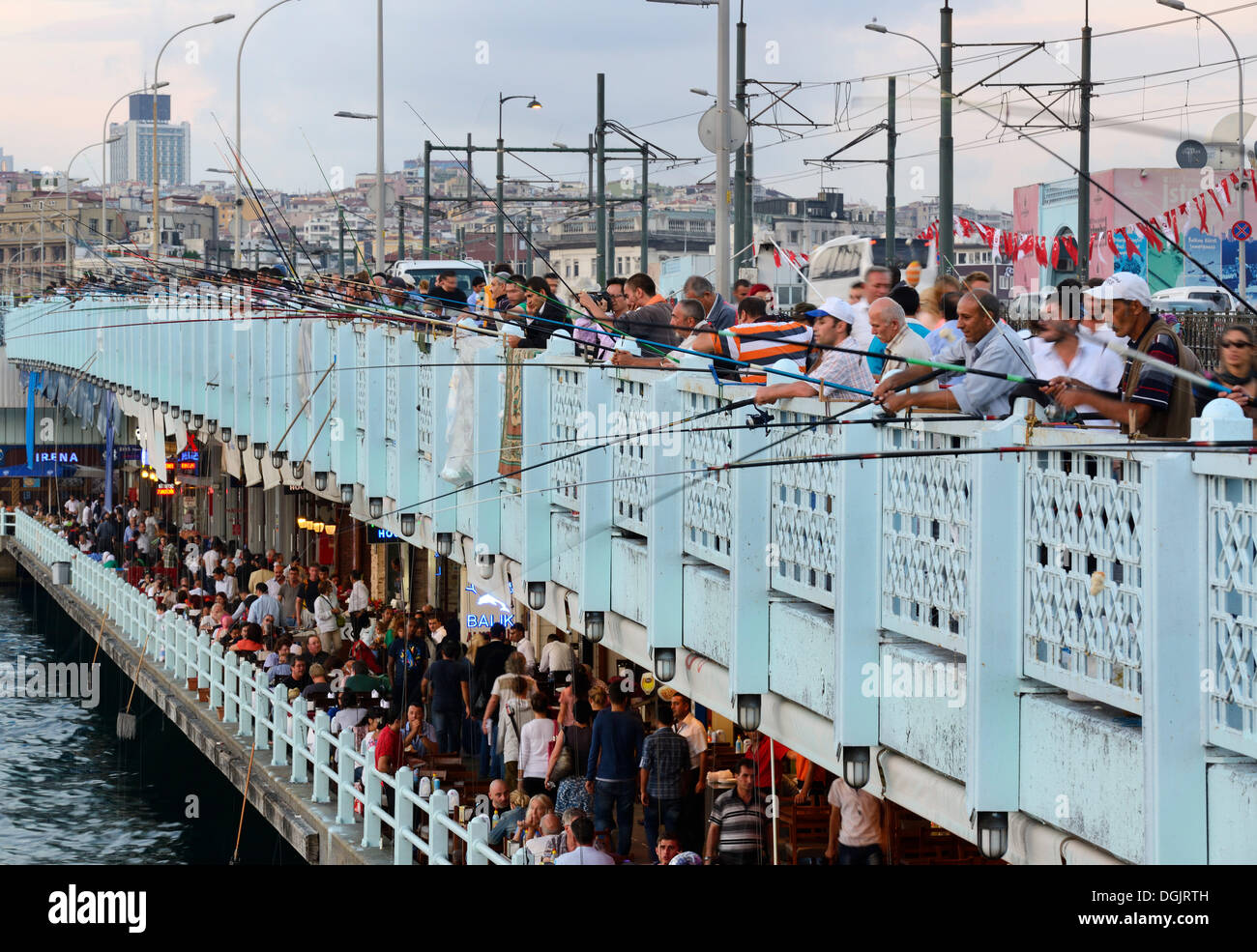 Galata Bridge, Golden Horn, Istanbul, European side, Istanbul Province, Turkey, European side Stock Photo