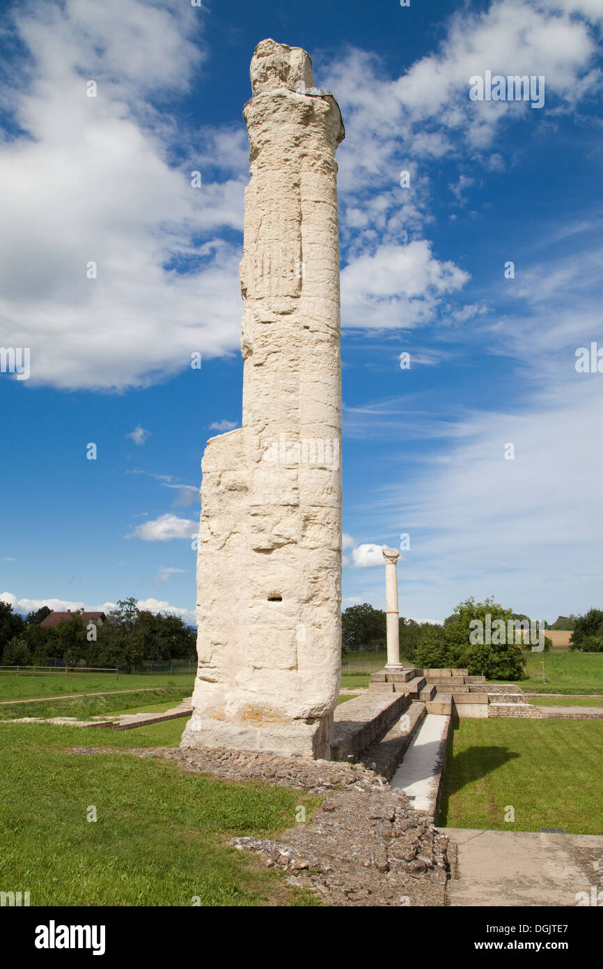Remains of the roman Sanctuary of Cigognier in Avenches, Switzerland. Stock Photo
