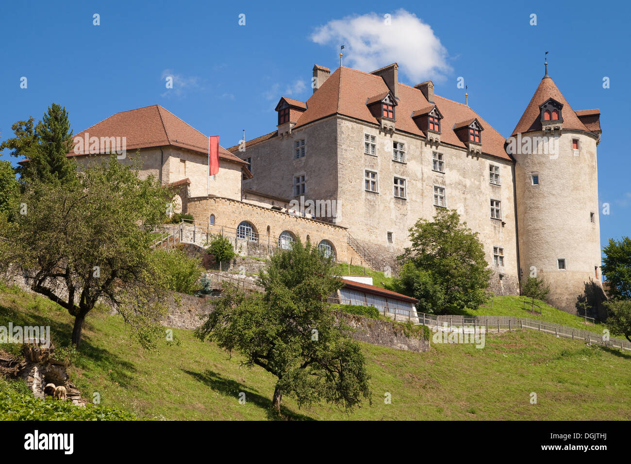 Castle of Gruyeres in Switzerland. Stock Photo