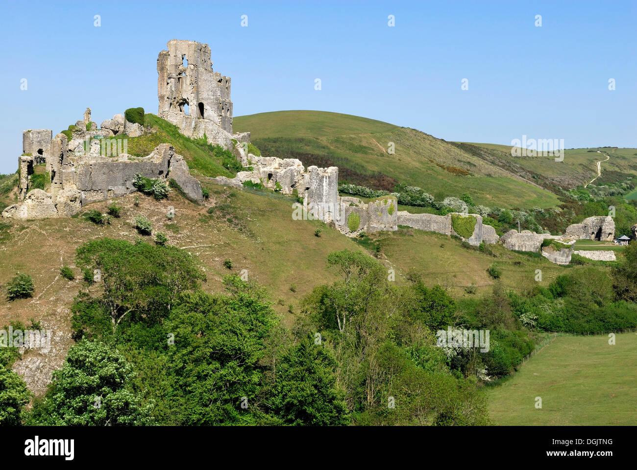 Corfe castle ruin, located in Corfe Castle Village, Dorset, southern