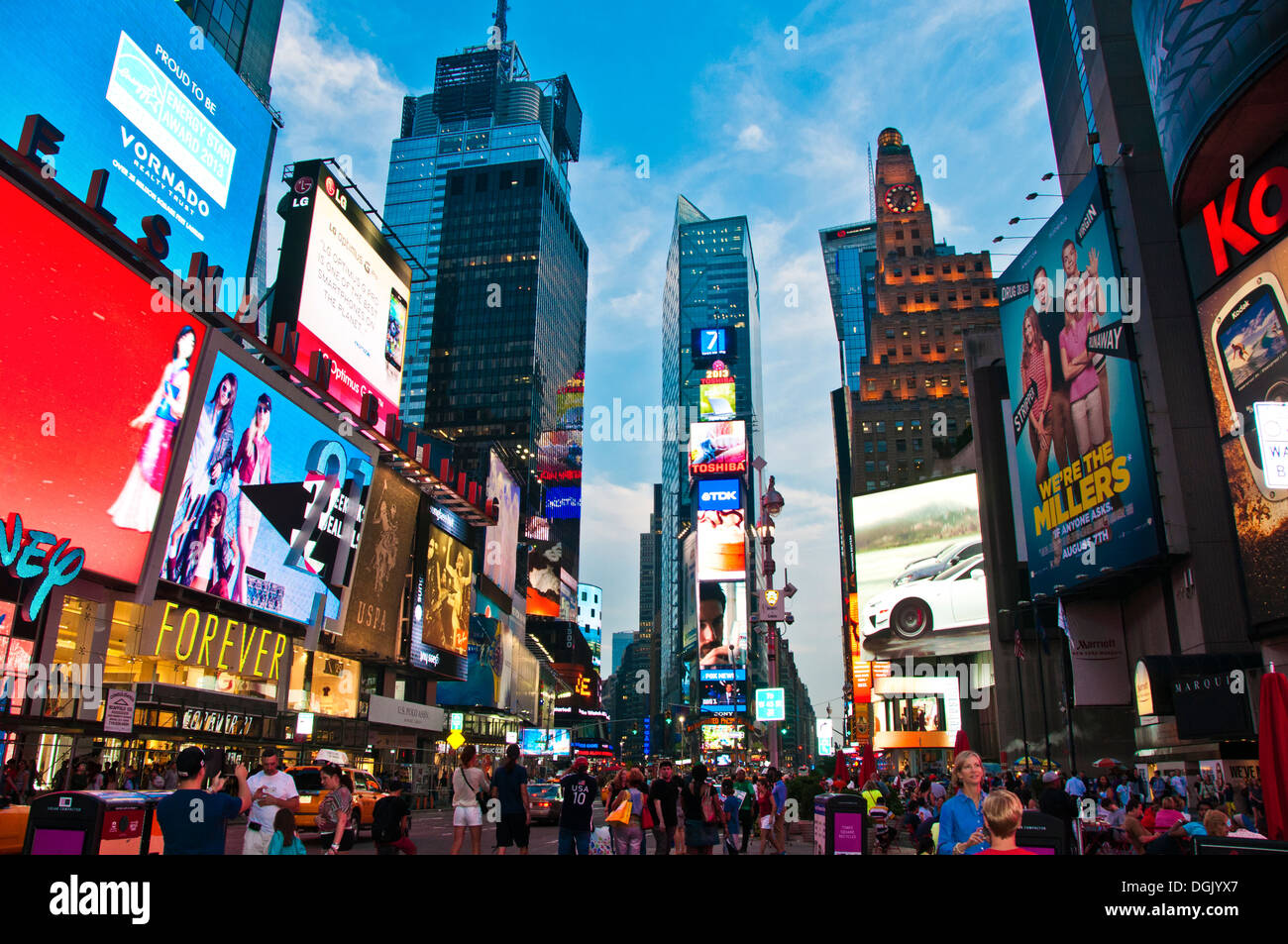 Times, Square, Nighttime, New York City Stock Photo