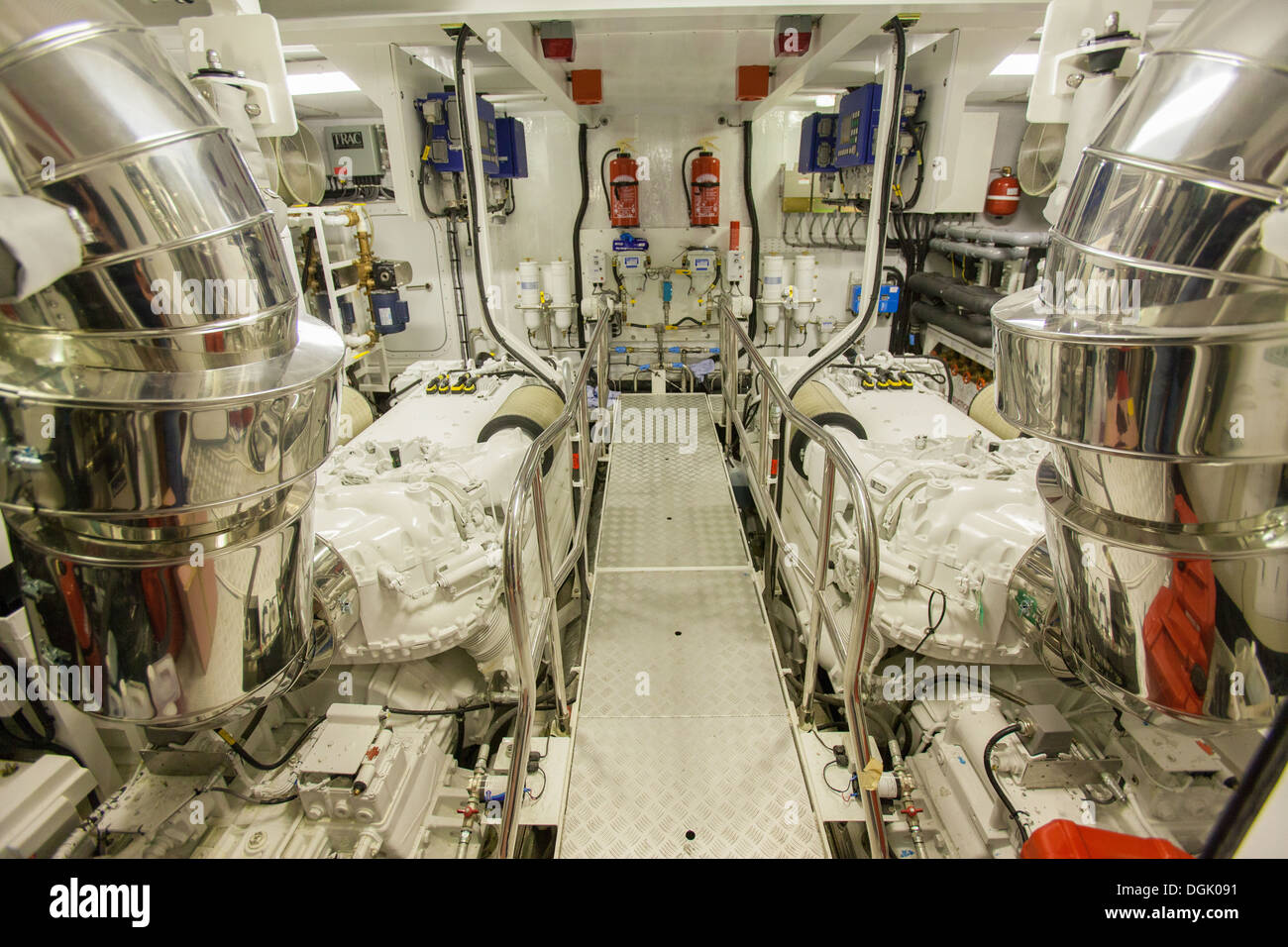Princess 95 Motor luxury Yacht engine room Stock Photo Alamy