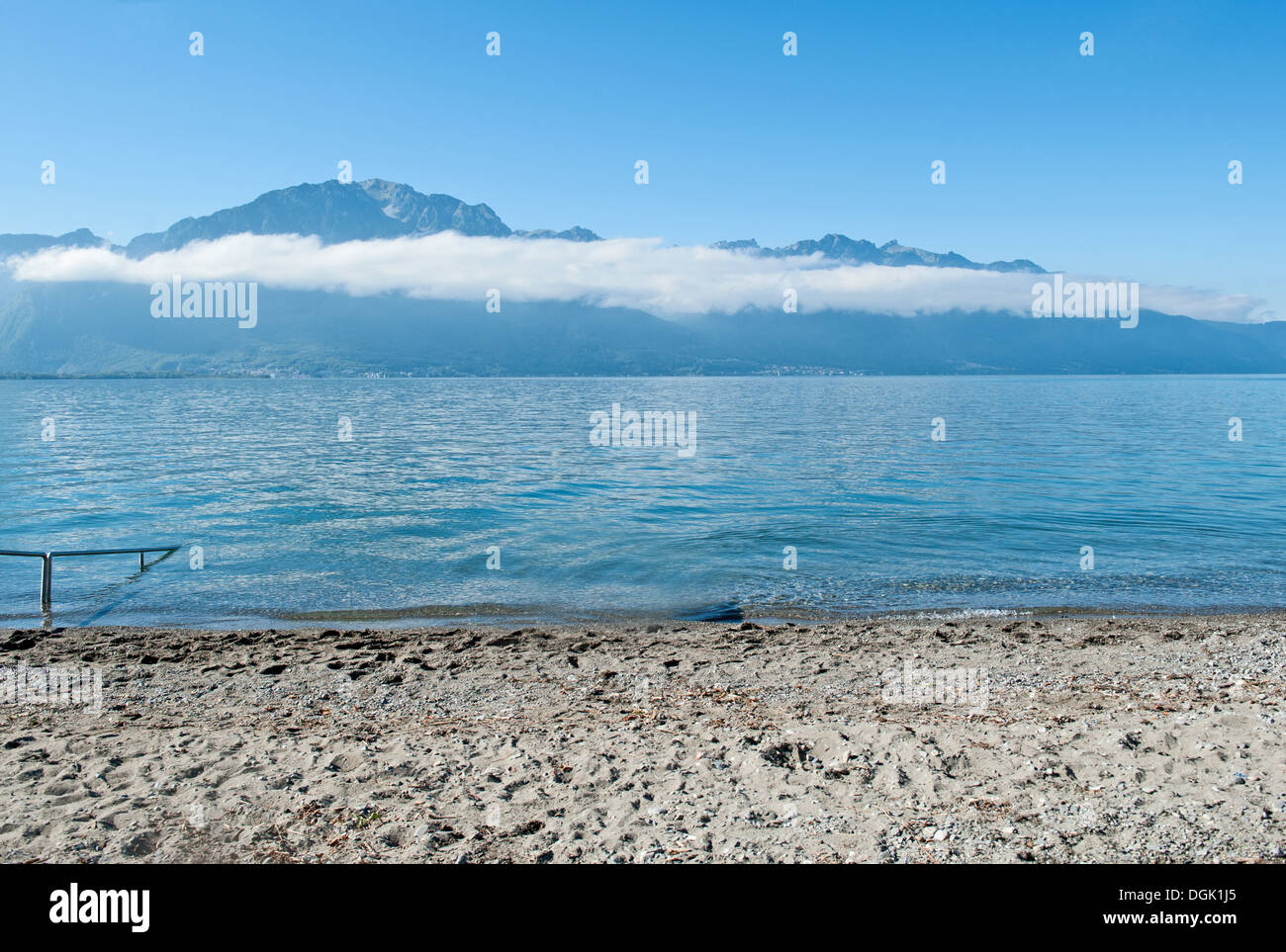 Genev lake in Montreux in the canton of Vaud in Switzerland. Stock Photo