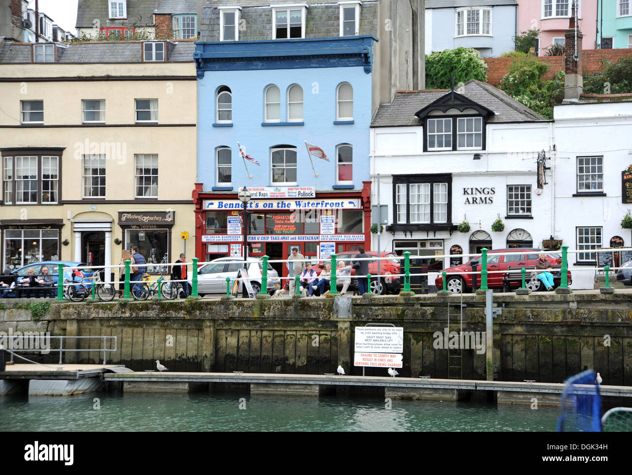 Famous fish and chip shop Bennett's on the Waterfront Weymouth Dorset Wessex UK Stock Photo