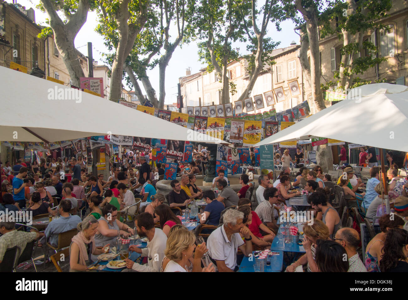 Avignon during July 13 Theatre festival, Provence, France Stock Photo