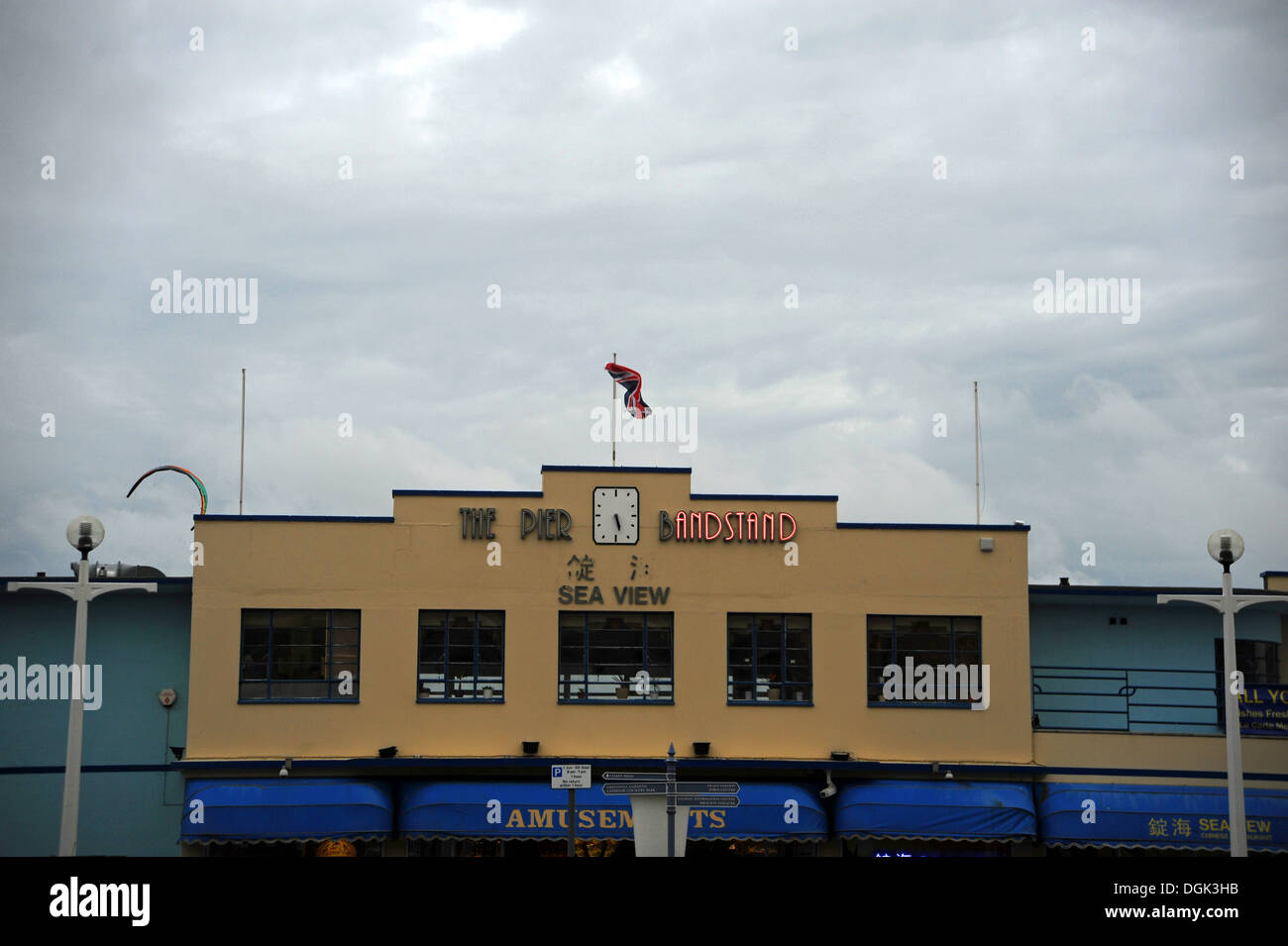 Neon lights not working at Pier Bandstand art deco building Weymouth