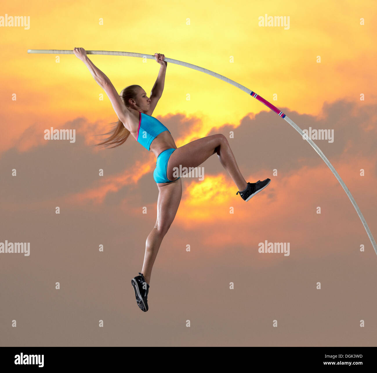 Female athlete doing pole vault Stock Photo Alamy