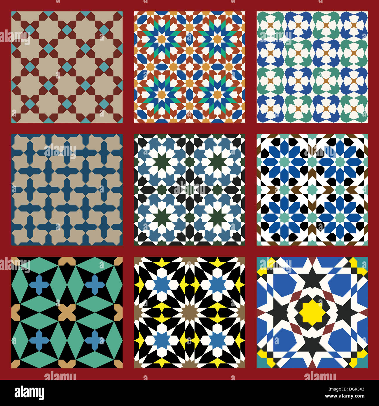 Set Of Arabic Seamless Patterns Stock Photo - Alamy