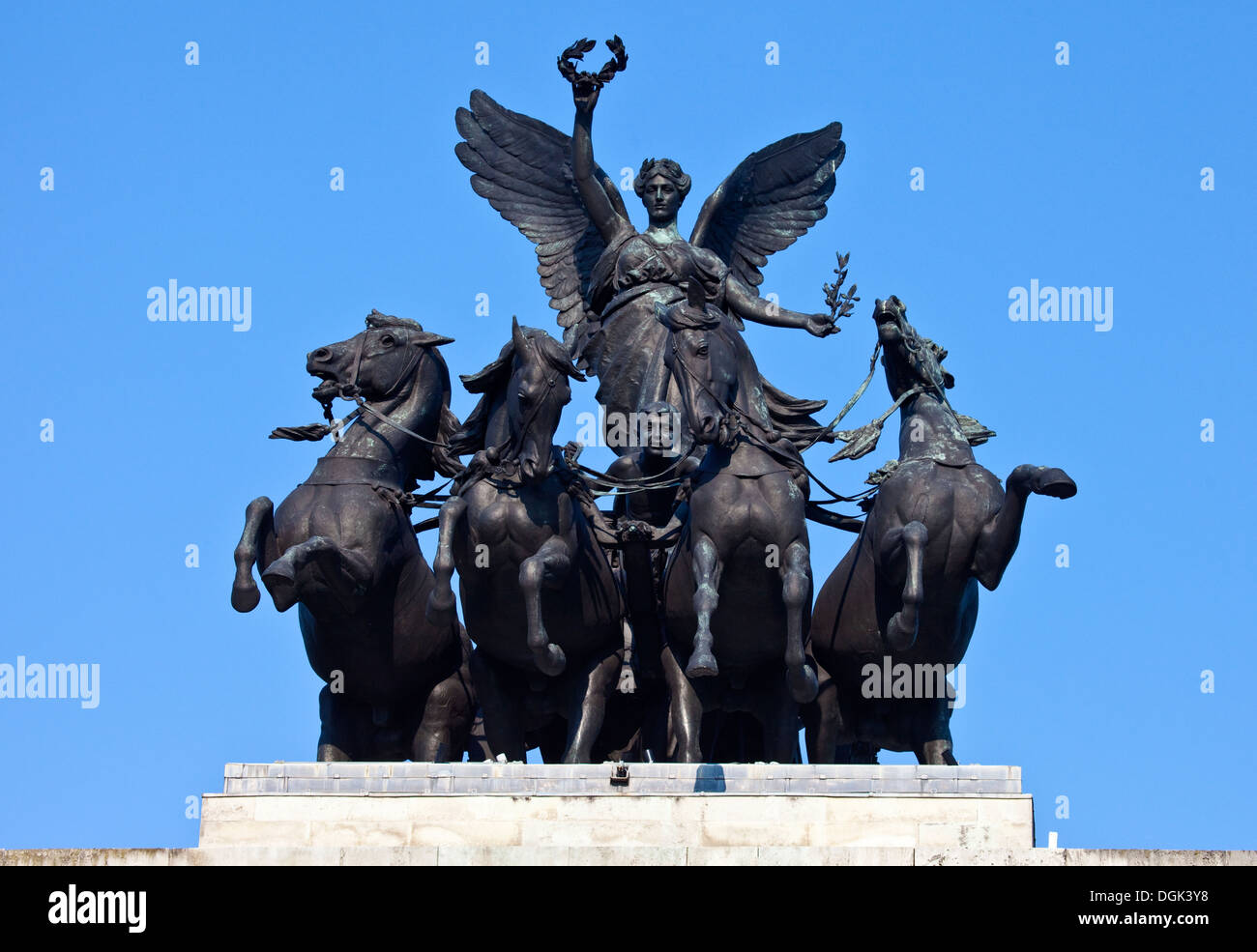 The Quadriga that sits ontop of the Wellington Arch in London. Stock Photo