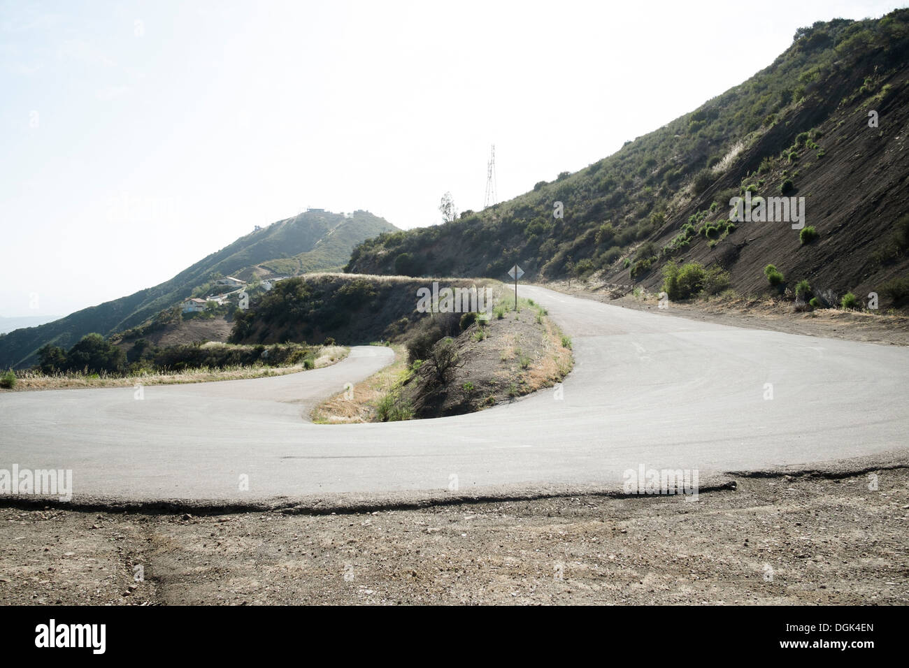 Winding road up mountain, Santa Barbara, California, USA Stock Photo