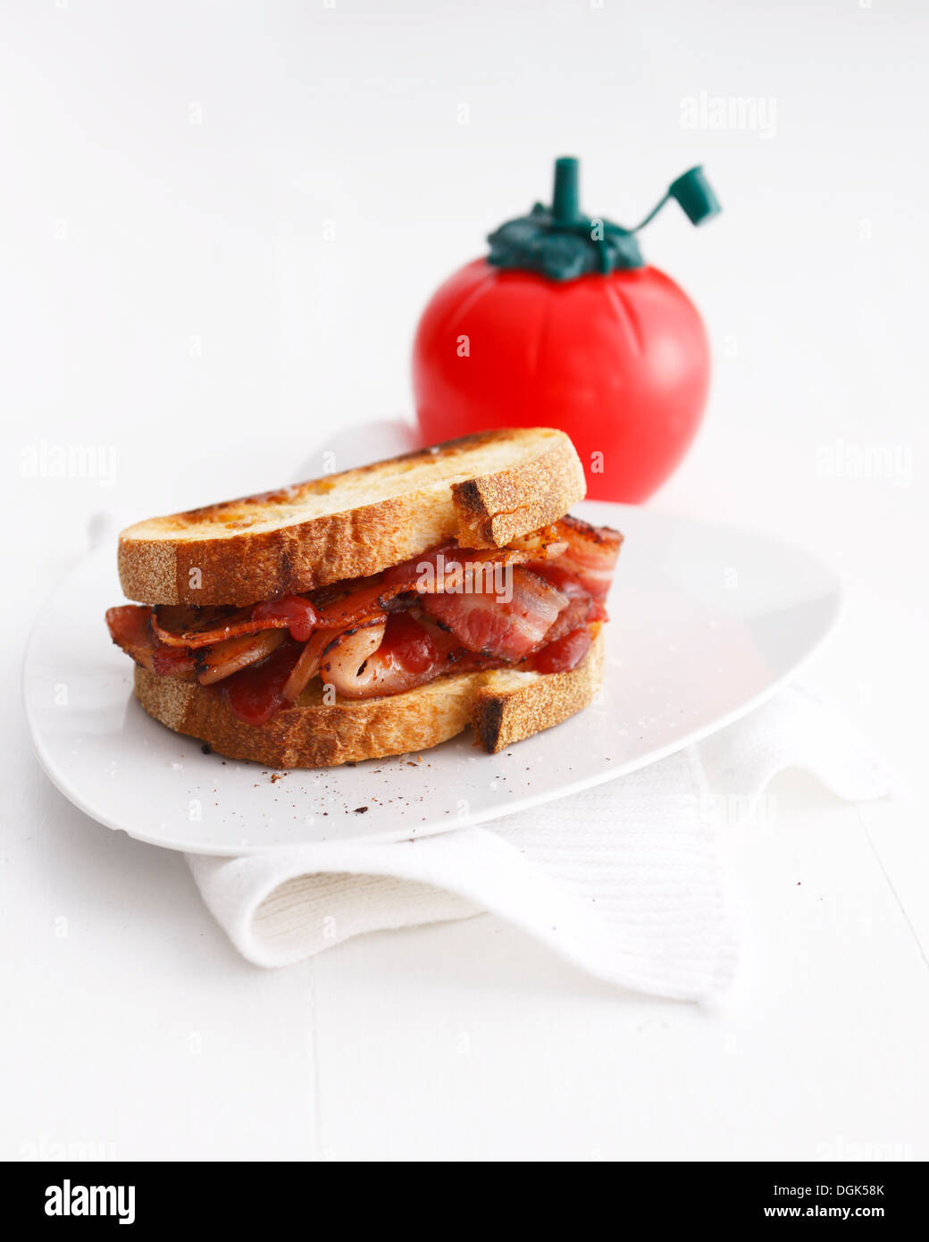 Bacon sandwich with tomato ketchup Stock Photo Alamy