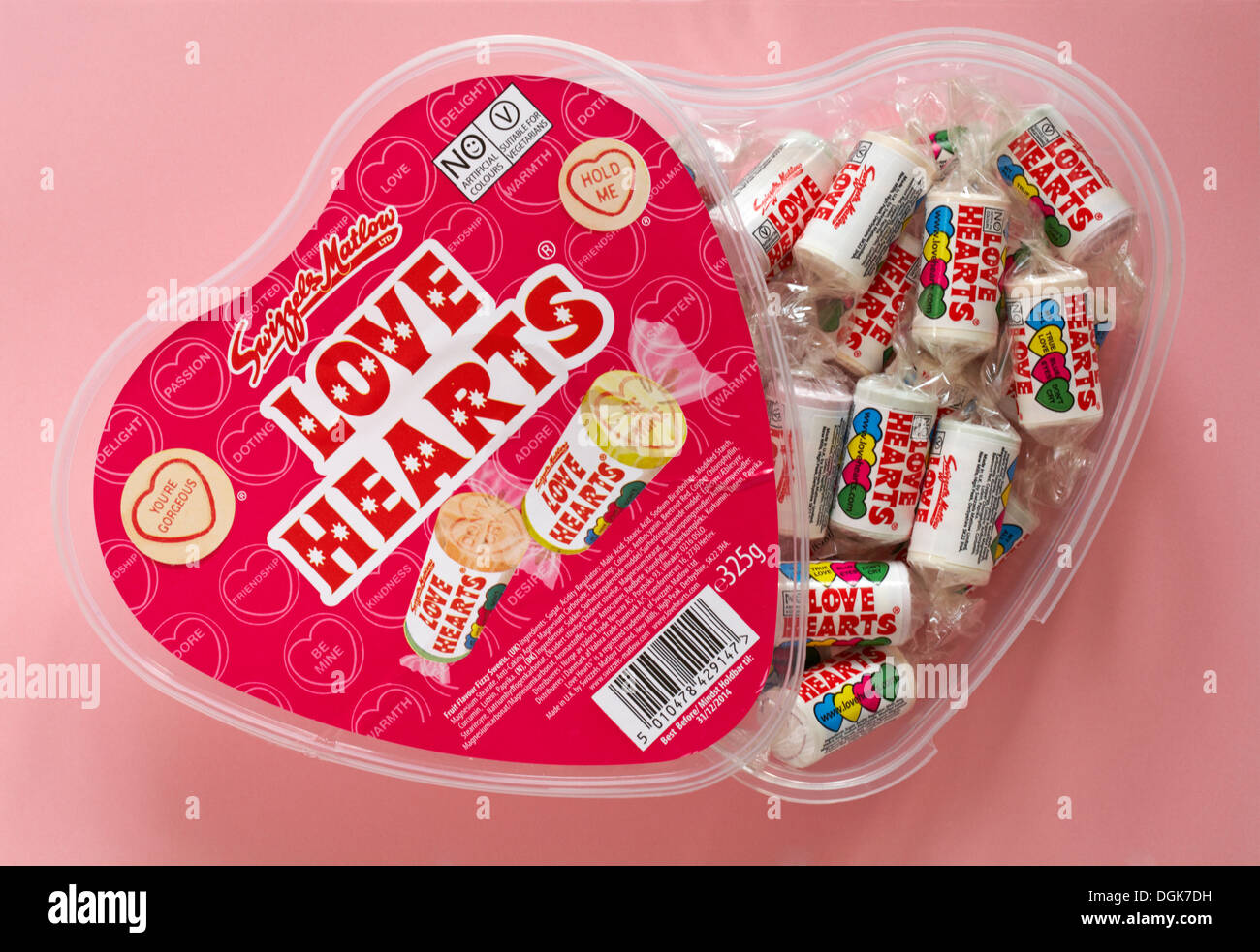 heart shaped plastic container of Swizzels Matlow love hearts sweets
